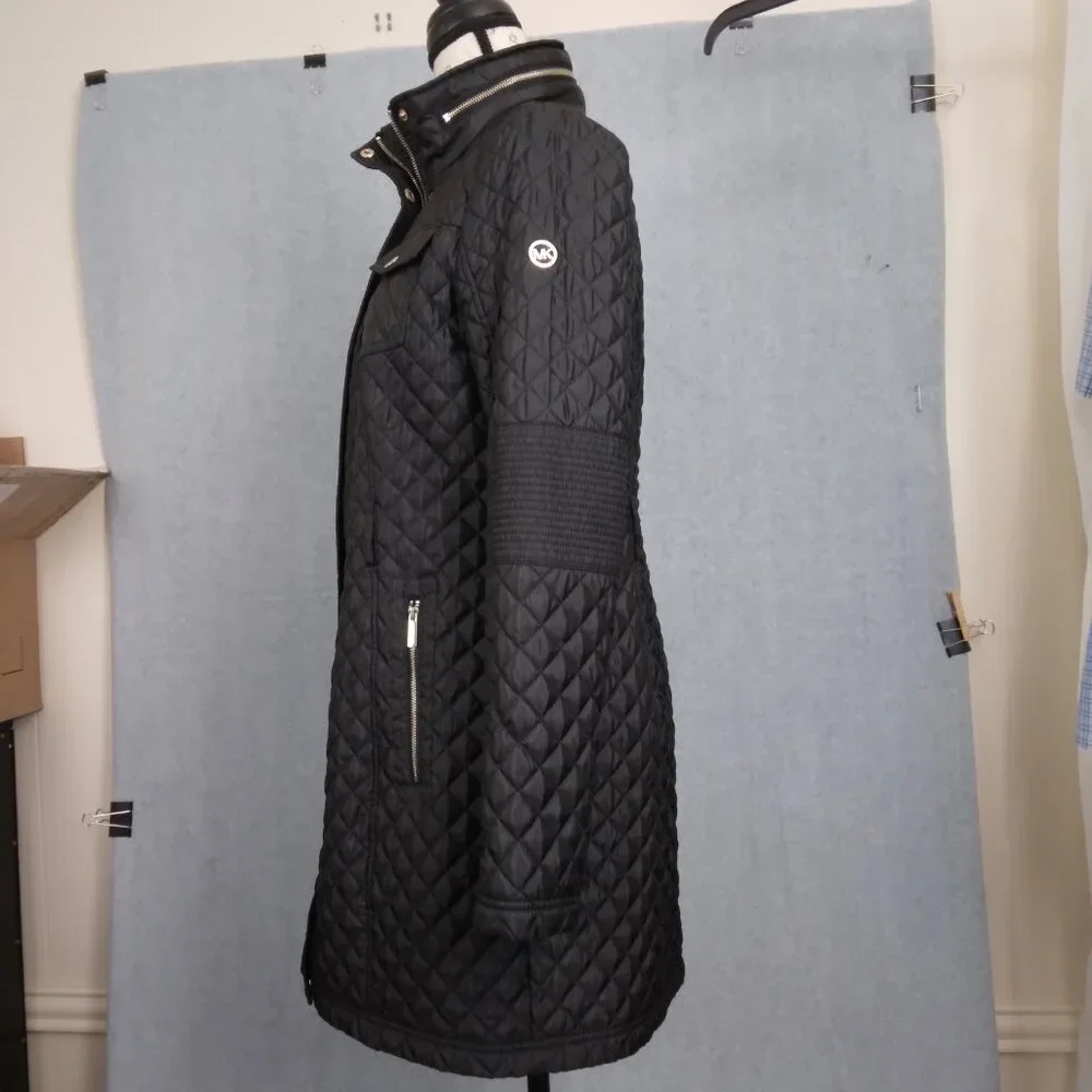 Michael Kors | Black Quilted Coat Snap/Zip | Size S - Picture 7 of 13